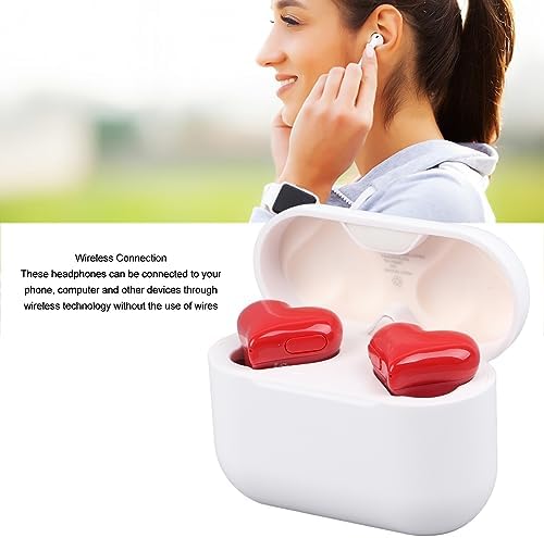 Dpofirs Heart-Shaped Bluetooth Earbuds – Lightweight Stereo Headphones with Active Noise Canceling, Premium Sound Quality, and Customizable Fit – Includes Charging Case and 6 Ear Tips for Ultimate Comfort and Compatibility