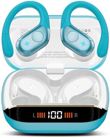 Advanced Bluetooth 5.4 Wireless Earbuds with Deep Bass – 75 Hours Playtime, IP7 Waterproof Sports Earphones Featuring Ergonomic Earhooks, LED Battery Display, and 4 ENC Microphones for Enhanced Sound Quality and Clear Calls – Perfect for Fitness Enthusiasts and Music Lovers in Sleek Black