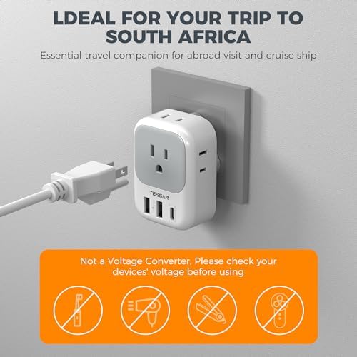 TESSAN Dual Pack European Travel Adapter with 4 AC Outlets and 3 High-Speed USB Ports – Ultimate International Power Converter for Seamless Device Charging in Italy, Spain, France, Portugal, Germany, and Iceland – Essential Travel Accessory for Modern Explorers