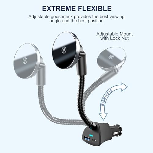 Revolutionary Mag-Safe Car Mount Charger with 15 W Fast Wireless Charging – Dual Port PD & QC3.0 Compatibility for i Phone 12-16 Pro, Plus, Max – Ultra-Secure Magnetic Holder for Seamless Navigation & Streaming – Ergonomic Design for Effortless Installation in Any Vehicle