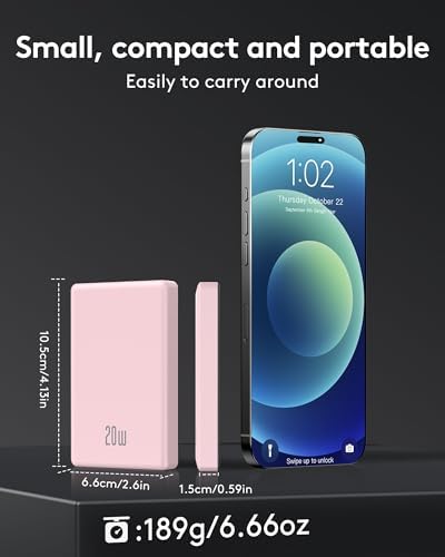 Ultra-Slim 10,000 m Ah Mag Safe Power Bank for i Phone 16/15/14/13/12 – Fast Wireless Charging in Sleek Metallic Black, Magnetic Attachment for Hassle-Free Portability and Quick Power-Ups – Ideal Travel Companion for On-the-Go Charging Solutions