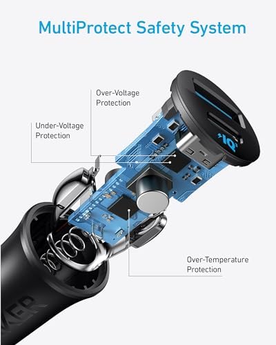 Anker 30 W Dual-Port USB-C Car Charger – High-Speed Power IQ 3.0 Adapter for i Phone 16/15/14/13/12 & Samsung Galaxy S25/S24/S23/S22/S21 – Compact Car Cigarette Lighter Charger for i Pad Pro & Air Pods – Reliable Fast Charging Solution for Road Trips and Daily Commutes