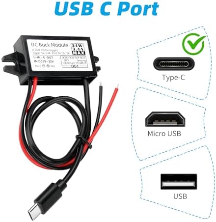 Aideepen Dual-Pack 24 W DC-DC Converter Module – High-Efficiency 12 V/24 V to 5 V USB-A Car Charger for Rapid Device Charging and Universal Compatibility in Automotive Applications