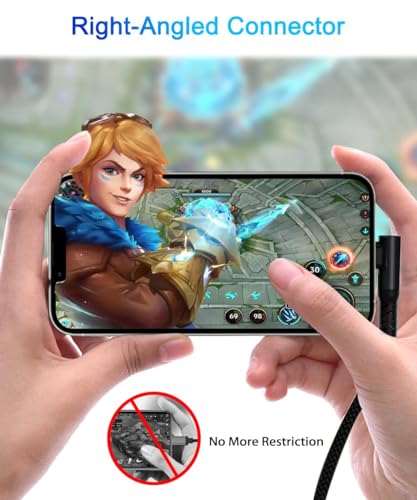 Basesailor 10 FT Right Angle i Phone Charger Cable – 90-Degree USB-C to Lightning Cord with USB A Adapter for Fast Charging – Perfect Compatibility with i Phone 14, 13 Pro Max, 12, 11, XS, XR, X, 8, 7, 6 Plus, 5 SE & i Pad 8, 9 – Enhanced Durability for Seamless Multitasking & Convenient Use