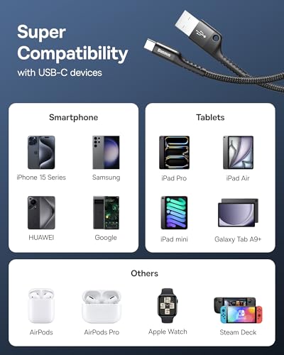 Baseus Retractable Coiled USB Type C Charging Cables – 2-Pack Durable 3.3 ft Design with 100 W Fast Charge Capability, Ideal for i Phone 15, Galaxy S24/S23, and More – Tangle-Free Nylon Braided Structure for Efficient On-the-Go Power Solutions