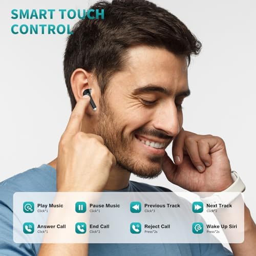 Revolutionary True Wireless Earbuds with Advanced Bluetooth 5.3 Technology – Unmatched Noise-Canceling Earphones Compatible with i Phone 16 Pro Max & Samsung Galaxy S25 – Lightweight Ergonomic Design, Superior HD Microphone, and Extended Battery Life for Ultimate Audio Freedom