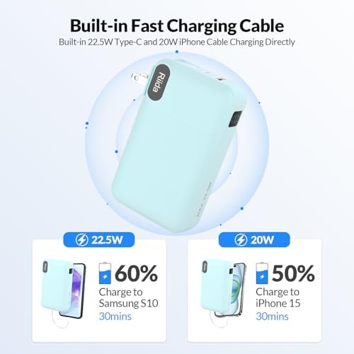 High-Capacity 20000 m Ah Portable Charger with Built-in Cables & Fast 22.5 W Charging – Multi-Device Travel Power Bank with LED Display, 4 Outputs for i Phone 16/15/14/13, Samsung, Android, i Pad – Ultimate Convenience in Sleek Black