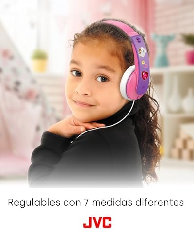 JVC Kids Volume Limiter Headphones with Adjustable Length – Safe Toddler Earbuds in Pink with Fun Stickers for Personalization – Durable, Lightweight Design for Young Listeners – Perfect for Travel and Everyday Use – Enhanced Compatibility for Seamless Device Connection