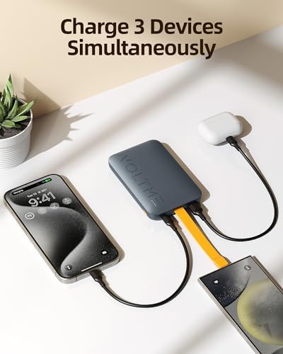 VOLTME Ultra-Slim 10,000 m Ah Power Bank – High-Speed 22.5 W Portable Charger with Triple USB Type C Outputs – Ideal for i Phone 16/15/14/13/12, Samsung S22/S21, Google Devices – Lightweight, Durable Multi-Device Charging Solution for Travel and Daily Use
