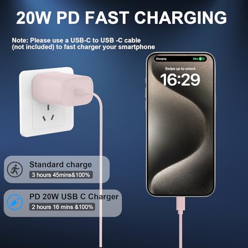Experience Rapid Power Revitalization with the 20 W USB-C Fast Charger for i Phone 15 Pro Max – Complete with 6.6 FT Robust Cable for Ultimate Flexibility and Compatibility with i Pad Pro – Your Ideal On-the-Go Charging Solution with Enhanced Safety Features and Efficient Energy Delivery.