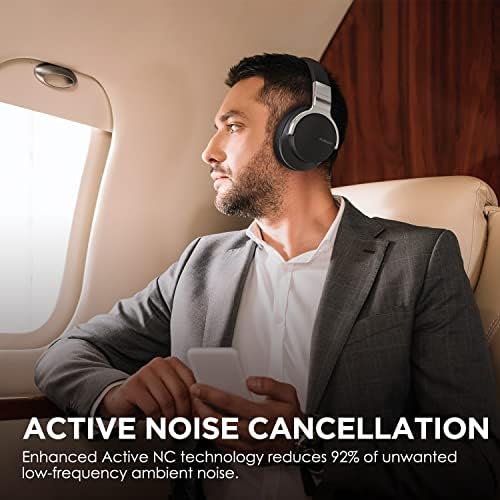 AUSDOM Premium Active Noise Cancelling Over-Ear Bluetooth Headphones – 50-Hour Battery Life for Endless Listening, Rich Deep Bass Performance, Ultra-Comfort Memory Foam Ear Cushions, and Flexible Wired/Wireless Connectivity – Perfect for Travel, Home, and Office Environments