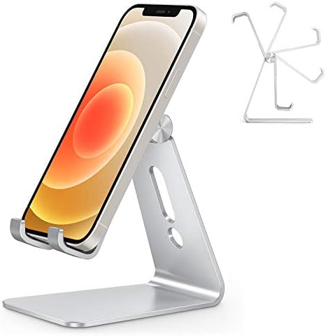 OMOTON Adjustable Cell Phone Stand, C2 Aluminum Desktop Phone Holder Dock Compatible with iPhone 15 14 13 Xs XR 8 Plus 7 6, Samsung Galaxy, Google Pixel, Android Phones – Enhanced Compatibility and Speed