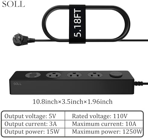 Ultimate IPX9 Weatherproof Outdoor Power Strip with 3 Outlets & 3 USB Ports (2 USB-C) – 5.18 FT Heavy-Duty Extension Cord for Versatile Power Solutions in Garden, Bathroom, Kitchen, Garage, and Office – Reliable Surge Protection & Fast Charging for All Devices