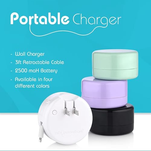 Ultra-Portable 2500 m Ah Mini Power Bank with Integrated Wall Plug & Tangle-Free Retractable Lightning Cable – Essential i Phone Charging Solution for Travel Enthusiasts – Lightweight, Stylish Design in Vibrant Colors – Perfect Backup Battery for Everyday Power Access