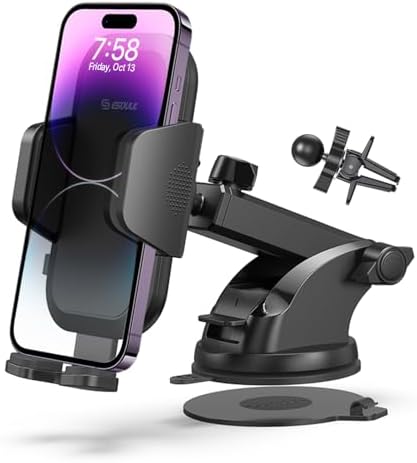 Esoulk 11-Inch Gooseneck Car Phone Holder – Heavy-Duty Adjustable Mount for Smartphones – Anti-Shake Stabilizer for Safe Navigation – Versatile Windshield & Dashboard Suction Cup Cradle for i Phone, Samsung & More – Ultimate Driving Convenience