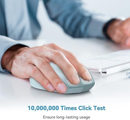 TECKNET Bluetooth Wireless Mouse – Ergonomic 4800 DPI Precision with 6 Adjustable Settings, Long-Lasting 2-Year Battery, and 6 Functional Buttons for Laptops & Windows – Sleek Grey Design for Enhanced Comfort and Productivity