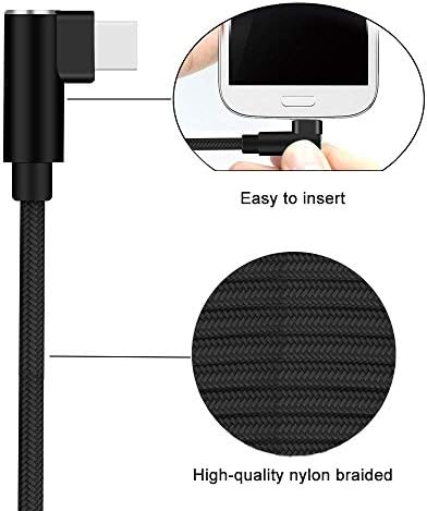 90-Degree Right Angle USB C Cable – Braided Type C Cord for Fast Charging & Data Transfer – Compatible with Galaxy S10, S20, Note10, LG Stylo 4, Moto Z2 & More – Versatile 3 FT, 6 FT, 10 FT Lengths – Durable & Tangle-Free Solution for Gaming & Streaming – Enhance Port Longevity & Convenience