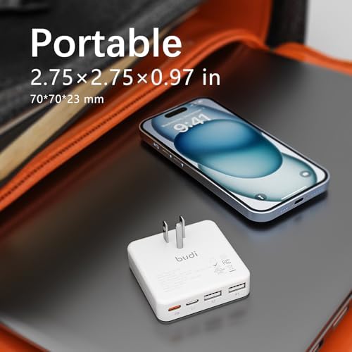 BUDI 34 W Slim USB C Wall Charger – Ultra-Fast 4-Port Charging Hub with 20 W Power Delivery for i Phone 16/15/14/13/12/11/Pro Max/XS/XR/8/7 and Tablets – Compact, Portable Design for Maximum Convenience and Versatility