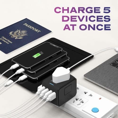 STATIK Globo Charge 12 W Universal Travel Adapter – All-in-One Power Solution for Global Travelers with 4 Rapid USB-A Charging Ports – Compact, Lightweight Design for Seamless Connectivity in 200+ Countries Including Europe, UK, USA, and Australia – Ideal for Families and Business Trips