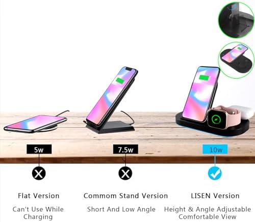 Ultimate 3-in-1 Qi-Certified Wireless Charging Station for i Phone, Apple Watch & Air Pods – Fast, Efficient & Tangle-Free Multi-Device Charger for Home and Office Convenience, Enhance Your Charging Experience with Sleek Design and Safety Features