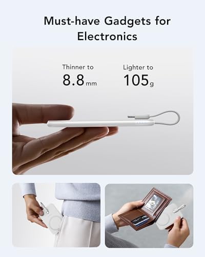VEEKTOMX Ultra-Slim 5000 m Ah Portable Power Bank with Built-in Charging Cable for i Phone – Lightweight Battery Pack for i Phone 14/13/12/XS/Pro/Air Pods – Quick Charge Convenience in a Stylish Design – Perfect for On-the-Go Power Solutions
