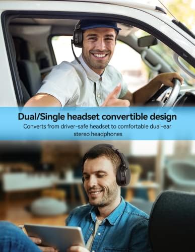 TECKNET Bluetooth Trucker Headset with Superior Noise Cancellation – Versatile Dual/Single Ear Design, 50-Hour Battery for Uninterrupted Communication, and 3 Customizable EQ Modes for Optimal Comfort and Sound Clarity in Driving, Work, and Call Center Applications