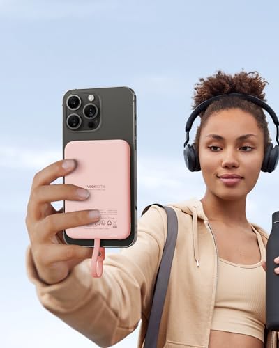 VEEKTOMX Ultra-Slim 5000 m Ah Portable Power Bank with Built-in Charging Cable for i Phone – Lightweight Battery Pack for i Phone 14/13/12/XS/Pro/Air Pods – Quick Charge Convenience in a Stylish Design – Perfect for On-the-Go Power Solutions