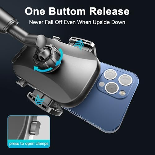 TOPGO Pro Car Phone Mount – Versatile Adjustable Height Cup Holder for i Phone 16 Pro Max & All Smartphones – Sturdy, No-Wobble Design for Safe Hands-Free Navigation – Sleek Black Finish for Modern Interiors