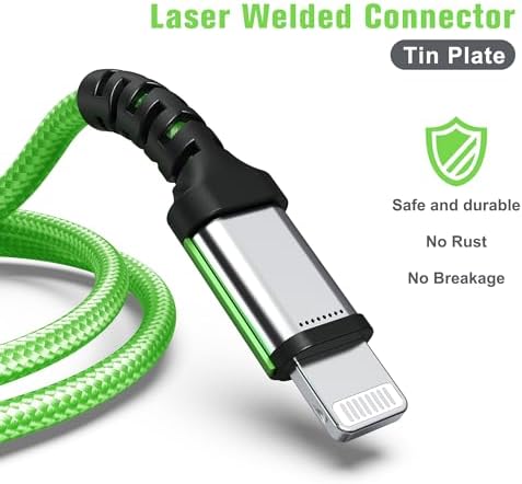 Apple C89 MFi Certified 7-Foot Lightning to USB-A Braided Charging Cable for i Phone 14/13/12/11 Pro, Max, Mini, SE, XS, XR, 8/7/6 Plus, i Pad & Air Pods – Durable, Fast Charging & Stylish Orange/White Design for Enhanced Compatibility