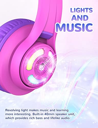 Magical Cat Ear Bluetooth Headphones for Kids – Mesmerizing Gradient Pink with LED Glow, 50-Hour Battery Life, Safe 74/85 d BA Volume Limiting, Superior Bluetooth 5.2 Connectivity & Rapid USB-C Charging for Ultimate Travel Convenience and Enjoyment