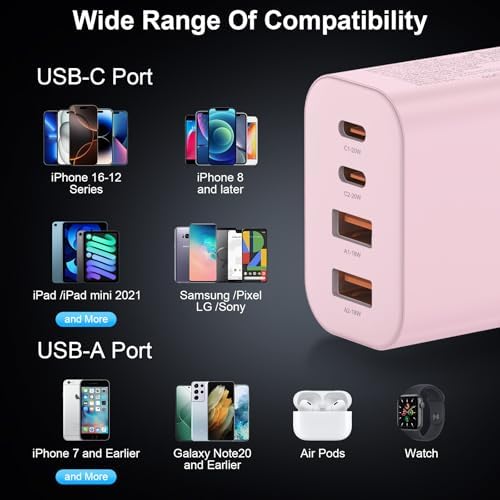 High-Speed USB C Charger Block 3-Pack – 40 W 4-Port Power Adapter for Quick Charge & Power Delivery, Compatible with i Phone 16/15/14/13/12/11/Pro Max & Tablets, Compact Wall Plug for Efficient Multi-Device Charging – Optimal Safety Features & Sleek Design
