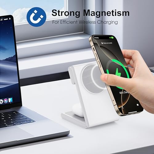 Ultimate 3-in-1 Magnetic Wireless Charging Station – High-Speed 20 W Foldable Charger for i Phone 12-16 Series, Apple Watch 10/Ultra 2, and Air Pods 4 – Portable Travel-Friendly Design with Adapter for Seamless Power Solutions