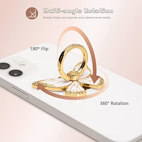 Glitter Butterfly Phone Ring Grip Holder – 360-Degree Rotating Kickstand for i Phone, Samsung Galaxy & Android – Stylish Rhinestone Design for Enhanced Durability and Comfort – Perfect Gift for Women and Girls – Secure Adhesive for Optimal Grip – Versatile Stand for Video Calls, Streaming & More