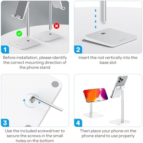 Cell Phone Stand, OMOTON Adjustable Angle Height Desk Phone Dock Holder for iPhone SE 2/11 / 11 Pro/XS Max/XR, Samsung Galaxy S20 / S10 / S9 / S8 and Other Phones (3.5-7.0-Inch), Rose Gold – Enhanced Compatibility and Speed