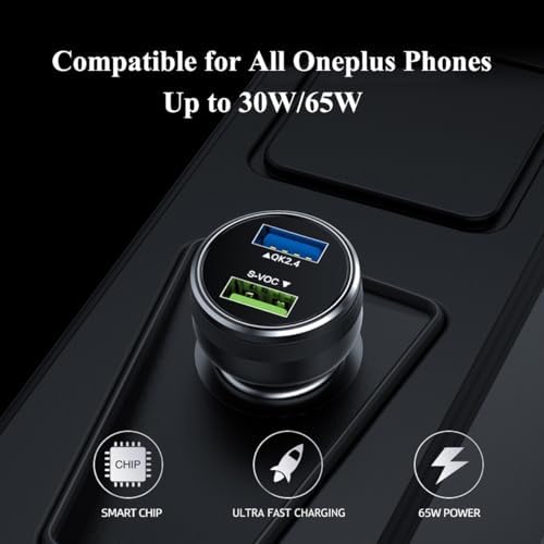 Rapid Charge 30 W/65 W Dual USB Car Charger for One Plus Devices – High-Speed Automobile Accessory for One Plus 13, 12 R, 11, 10, 9 Pro, Nord Series – Compact Design for Effortless Portability and Optimal Charging Performance – Essential Fast Charging Solution for On-the-Go Lifestyles – Premium Quality, Overheat Protection, and Versatile Compatibility for All Your One Plus Models – Keep Your Devices Powered and Ready Anywhere You Drive