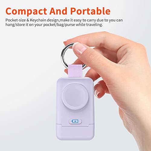Compact Magnetic Wireless Power Bank for Apple Watch – HUOTO 1400 m Ah Travel Charger with Keychain Attachment for Series 9/8/7/6/SE/5/4/3/2/1/UItra/UItra 2 – Fast, Reliable Charging On-the-Go