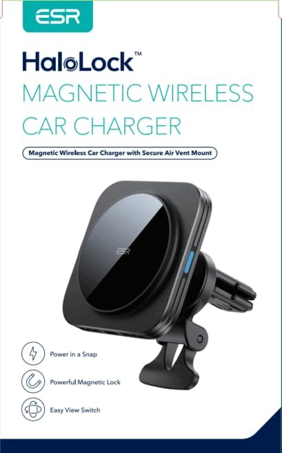 ESR Mag Safe Car Charger for i Phone & Galaxy – 15 W Wireless Fast Charging Air Vent Mount with 36 W QC 3.0 Adapter – Secure Magnetic Alignment for i Phone 12/13/14/15/16 & Galaxy S25/S25 Ultra – Effortless Installation for Navigation & Hands-Free Calls
