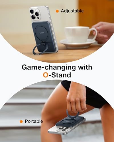 TORRAS Magnetic 10000 m Ah Portable Power Bank – Ultra-Slim Wireless Charger for i Phone with Fast Charging & Integrated O-Stand, Compatible with Mag Safe, 16 Pro Max, Pro, 15, 14, 13, 12 – Essential Travel Companion for Effortless Connectivity