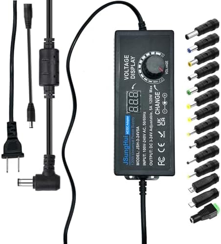 Versatile 120 W Universal AC to DC Power Adapter – Adjustable 3 V to 12 V, 10 A Output with 14 Interchangeable Tips & Polarity Converter for Seamless Compatibility with LED Strip Lights, Printers, CCTV Cameras, and More – Ultimate Efficiency and Durability Ensured