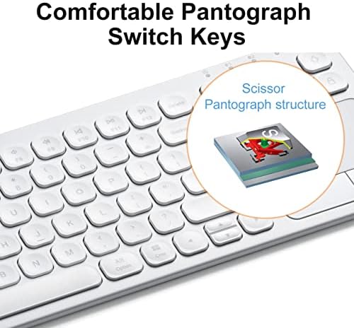 Transform Your Workspace with the SANWA Multi-Device Bluetooth Keyboard & Touchpad – Rechargeable Wireless Keypad for Seamless Mac, Windows & Tablet Use, Sleek White Design for Modern Professionals and Students, Effortless Navigation and Enhanced Efficiency