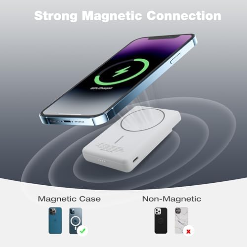 Magnetic Power Bank with Integrated Air Tracker for Apple Devices – 5000 m Ah Wireless Charger Featuring Card Holder, Supports Mag Safe & Apple Find My, 20 W High-Speed USB-C Charging, Perfect for i Phone 12/13/14/15/16 – Stay Powered & Secure On-the-Go