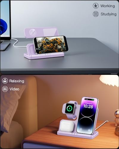 Optimized 3-in-1 Wireless Charging Station for Apple Devices – Fast and Efficient Charger for i Phone 11-16, Apple Watch & Air Pods – Sleek Multi-Device Dock with Enhanced Safety Features for Tangle-Free Power Solutions