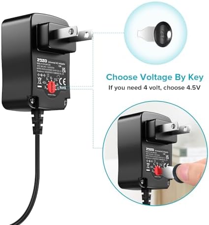 Universal 12 W AC/DC Power Supply Adapter with 8 Interchangeable Tips – Versatile Multi-Voltage Charger for Routers, CCTV, LED Strips, and More – Adjustable 3 V-12 V Output for Optimal Device Compatibility and Performance