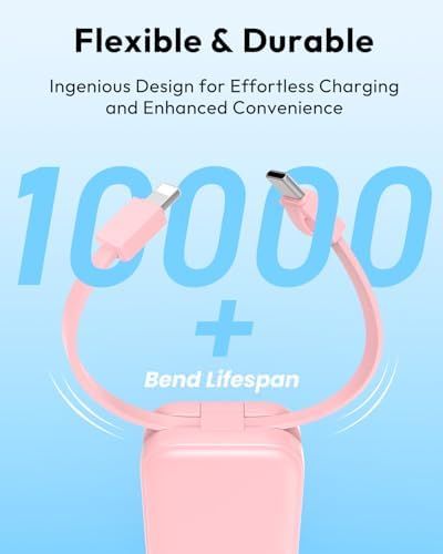 Compact 5000 m Ah Dual Power Bank Set with Integrated Cables – Ultra-Slim Fast Charging Portable Chargers for i Phone & Android | Stylish Travel Power Solutions in Black & Pink for Effortless Energy on the Move