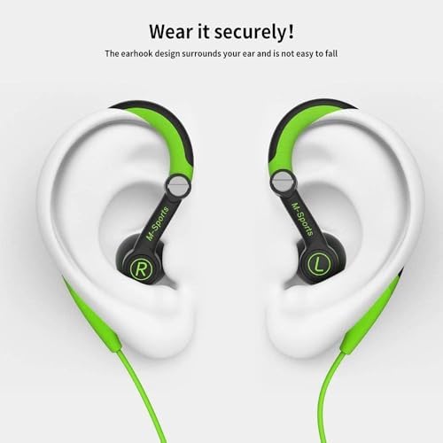 Sweatproof Wired Earbuds with Over-Ear Hooks – High-Performance Sport Headphones for Gym, Running & Jogging – 3.5 mm Jack Compatible – Enhanced Sound Quality & Secure Fit for Active Lifestyles
