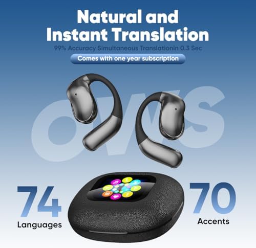 Revolutionize Global Communication with AI-Enabled Language Translation Earbuds – Instantaneous Translation in 144 Languages, Enhanced Bluetooth 5.49 Connectivity, Touch-Controlled Interface, 8 Offline Modes for Internet-Free Use, Superior HD Audio Experience, Long-Lasting 50-Hour Battery Life – Perfect for i OS & Android Users in Travel and Business Settings