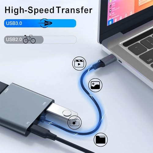 Elevate Your Workflow with the USB C to Dual HDMI Adapter – Ultimate Type C HDMI Splitter for Dual Monitor Setups, Featuring Fast USB 3.0 Hub and 100 W Power Delivery for Mac Book, Dell XPS, HP, Surface & Chromebook – Ideal for Multitasking and Professional Use