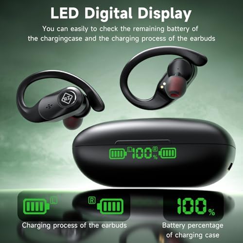 Transform Your Sound Journey with RIZIZI Waterproof Wireless Earbuds: 96-Hour Playtime, Robust Deep Bass, Real-Time LED Battery Display, and Integrated Microphone – Ideal for Active Lifestyles, Seamlessly Compatible with i Phone, Android, and Samsung Devices