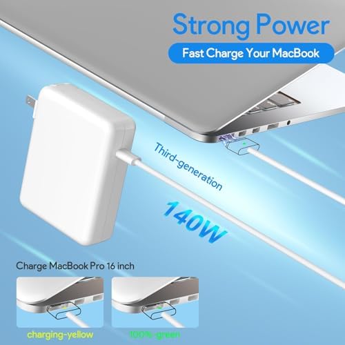70 W Magnetic T-Tip Charger for Mac Book Pro & Air – Enhanced Compatibility with 14″ (2021-2023) and 13/15″ (2022-2024) Models – Includes 6.6 FT Braided USB-C Cable for Fast, Reliable Charging – Safe, Compact Design with Built-in IC Chip Protection – Perfect for Travel & Everyday Use – 30-Day Satisfaction Guarantee
