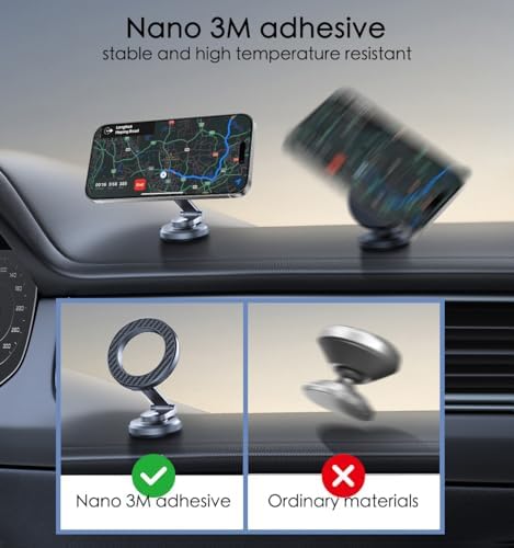 Magnetic Dashboard Phone Holder for Cars – Versatile Rotatable Mount for i Phone 15, 14, 13, 12 Pro Max Plus Mini & All Smartphones – Superior Stability for Hands-Free Navigation and Quick Access